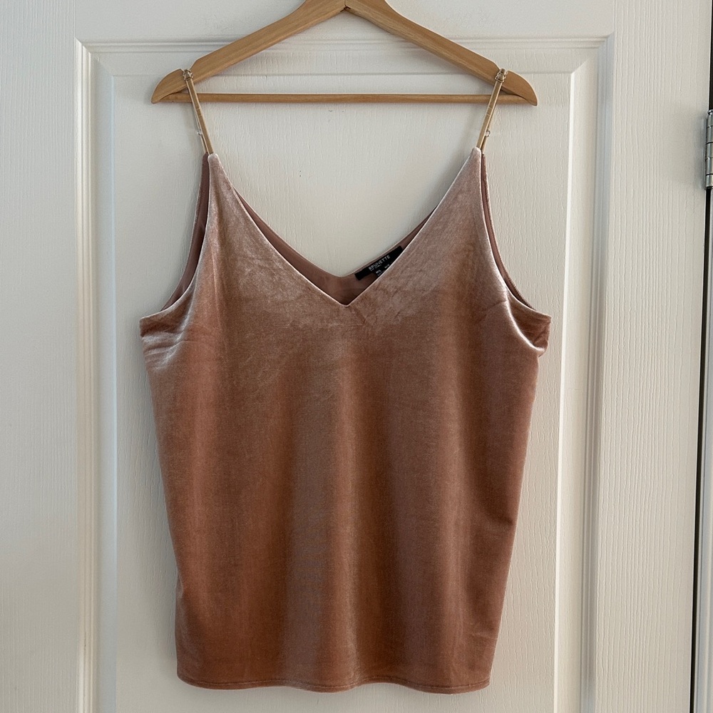 Brunette The Label Velvet V-Neck Cami - Dusty Rose - Size M/L